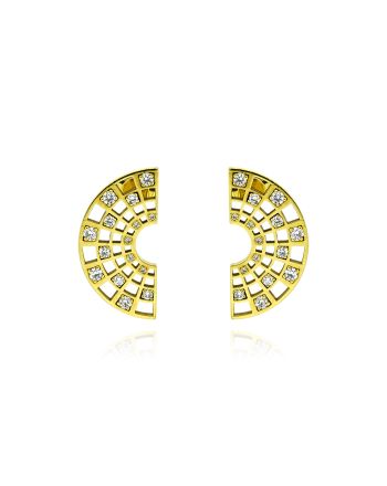 Σκουλαρίκια από Κίτρινο Χρυσό Κ18 με Διαμάντια από Συλλογή Ηρώδειο 041764