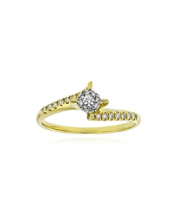 Μονόπετρο Δαχτυλίδι Ροζέτα Φλόγα από Κίτρινο Χρυσό Κ18 με Διαμάντια 041912