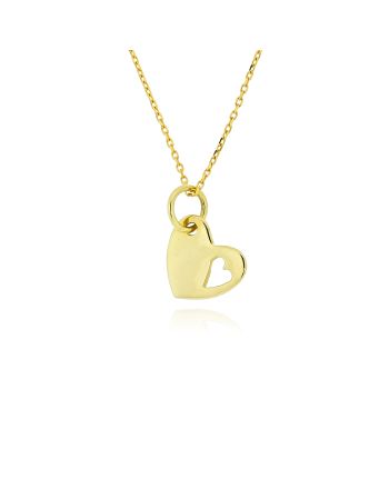 Μενταγιόν Καρδιά με Αλυσίδα από Κίτρινο Χρυσό Κ14 042018
