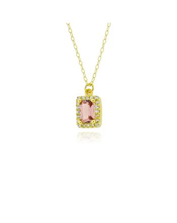 Μενταγιόν Ροζέτα με Αλυσίδα από Κίτρινο Χρυσό Κ09 με Πέτρες Ζιργκόν 042069
