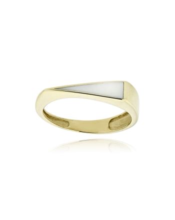 Δαχτυλίδι από Κίτρινο Χρυσό Κ14 με Λευκό Σμάλτο 042131
