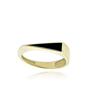 Δαχτυλίδι από Κίτρινο Χρυσό Κ14 με Μαύρο Σμάλτο 042132