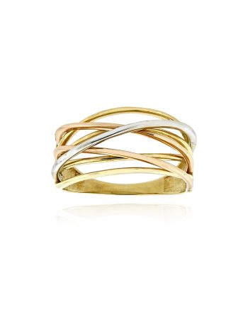 Δαχτυλίδι από Κίτρινο Λευκό και Ροζ Χρυσό Κ14 042174
