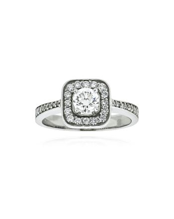 Μονόπετρο Δαχτυλίδι Ροζέτα από Λευκό Χρυσό 18 Καρατιών με Διαμάντια 042200