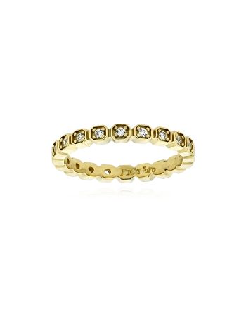 Δαχτυλίδι Ολόβερο FaCad΄oro από Κίτρινο Χρυσό Κ14 με Πέτρες Ζιργκόν RI-000806