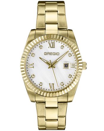 Ρολόι Gregio Mallory Gold της Συλλογής Time for Gregio από Ανοξείδωτο Ατσάλι με Πέτρες Ζιργκόν GR360020