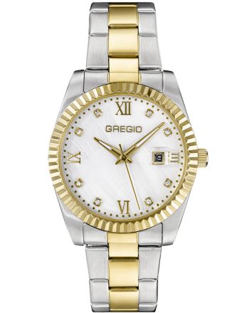 Ρολόι Gregio Mallory Gold της Συλλογής Time for Gregio από Ανοξείδωτο Ατσάλι με Πέτρες Ζιργκόν GR360040