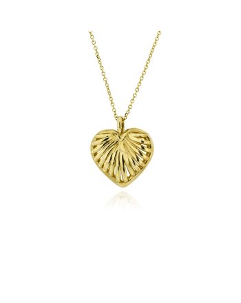 Μενταγιόν Καρδιά με Αλυσίδα από Κίτρινο Χρυσό Κ14 042317