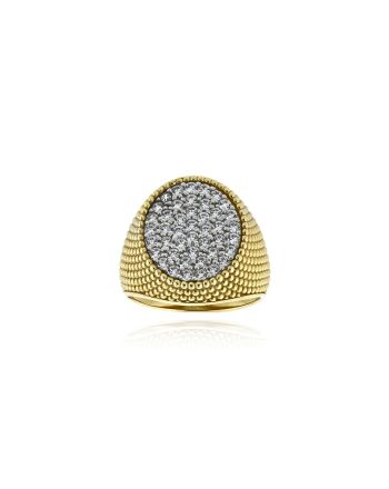 Δαχτυλίδι Σεβαλιέ από Κίτρινο Χρυσό Κ14 με Πέτρες Ζιργκόν 042361