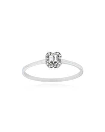 Μονόπετρο Δαχτυλίδι Ροζέτα από Λευκό Χρυσό Κ18 με Διαμάντια 042404