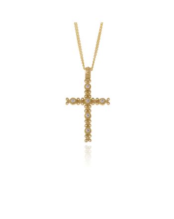 Σταυρός Βάπτισης για Κορίτσι Val΄Oro με Αλυσίδα από Κίτρινο Χρυσό Κ14 και Ζιργκόν 042525