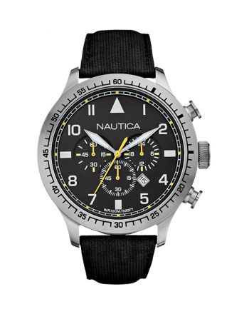 NAUTICA Chronograph Black Leather Strap A17632G