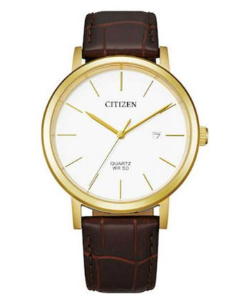Ανδρικό Ρολόι Citizen Quartz με Καφέ Δερμάτινο Λουράκι  BI5072-01A