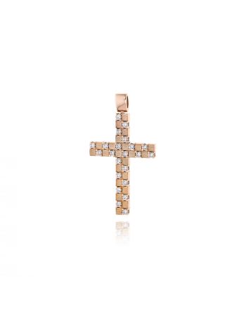 Σταυρός Βάπτισης Diamond Jools για Κορίτσι από Ροζ Χρυσό Κ18 με Διαμάντια CR14-43