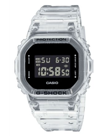 Ψηφιακό Unisex Ρολόι Casio G-Shock με Διάφανο Λουράκι από Καουτσούκ DW-5600SKE-7ER