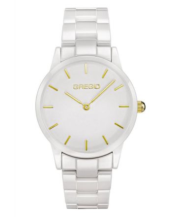 Ρολόι Gregio Quartz με Κεραμικό Λευκό Μπρασελέ GR310020
