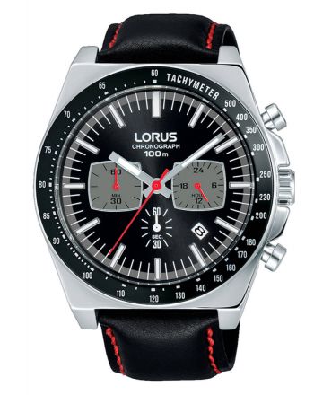 Ανδρικό Ρολόι Lorus με Μαύρο Δερμάτινο Λουράκι RT359GX