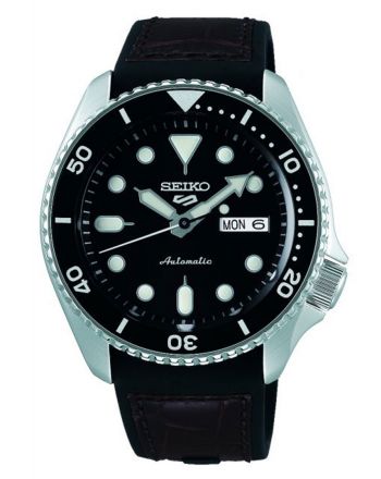 Αντρικό Ρολόι Seiko 5 Sports Αυτόματο με Λουράκι από Δέρμα και Σιλικόνη SRPD55K2