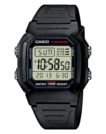 Ψηφιακό ρολόι Casio Collection Quartz με Μαύρο Λουράκι Ρητίνης W-800H-1AVES