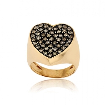 Δαχτυλίδι Καρδιά Σεβαλιέ Ροζ Χρυσό Κ18 με Διαμάντια Μπριγιάν 007279