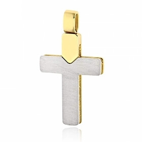 Σταυρός Βάπτισης ValOro Διπλής όψης για Αγόρι από Δίχρωμο Χρυσό 14 Καρατίων Κ14 038162